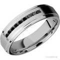 6 mm wide Flat Grooved Edges Cobalt Chrome band w/ Black Diamond Accent