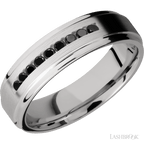 6 mm wide Flat Grooved Edges Cobalt Chrome band w/ Black Diamond Accent