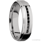 6 mm wide Flat Grooved Edges Cobalt Chrome band w/ Black Diamond Accent