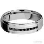 6 mm wide Flat Grooved Edges Cobalt Chrome band w/ Black Diamond Accent