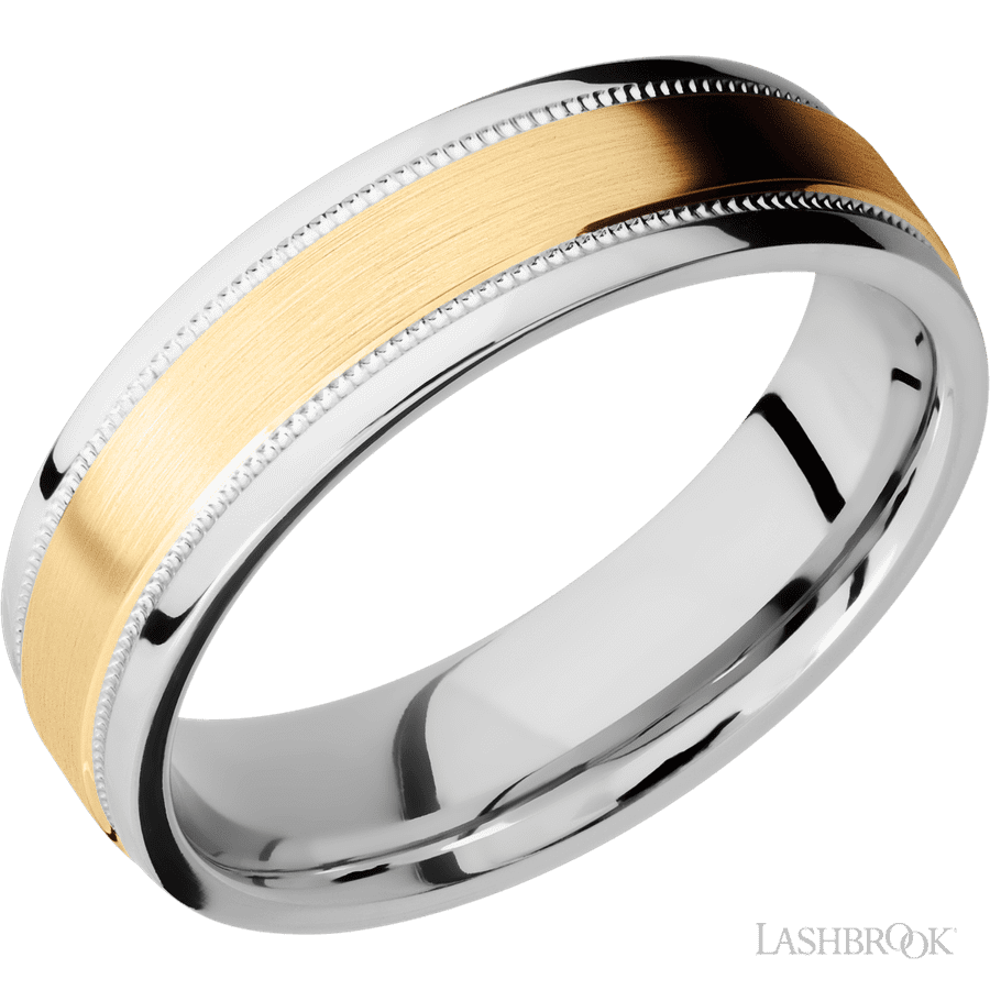 6 mm wide Flat Stepped Edges Milgrain Cobalt Chrome band