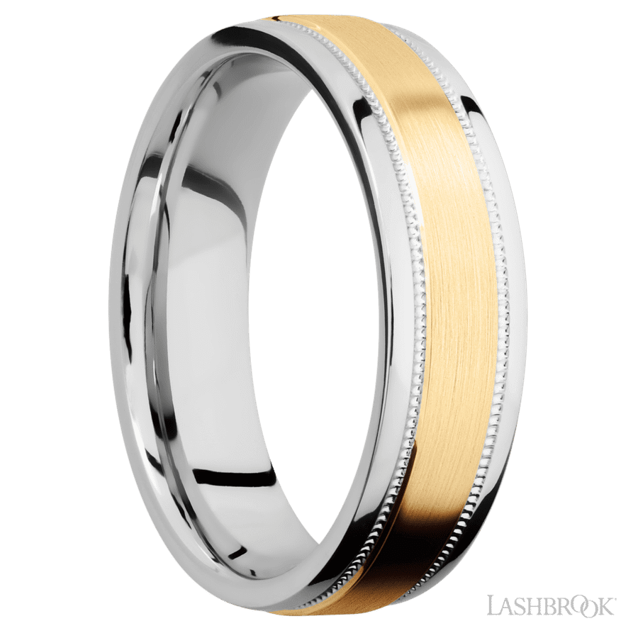 6 mm wide Flat Stepped Edges Milgrain Cobalt Chrome band