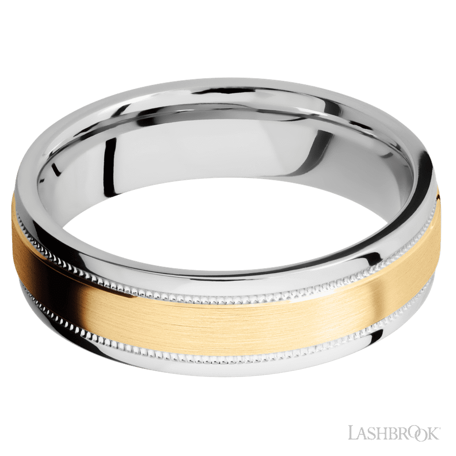 6 mm wide Flat Stepped Edges Milgrain Cobalt Chrome band
