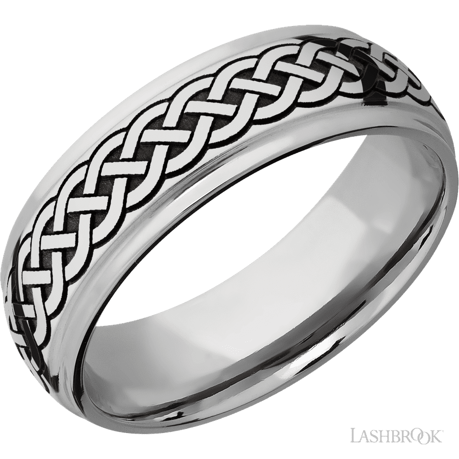 7 mm wide Domed Stepped Down Edges Cobalt Chrome band