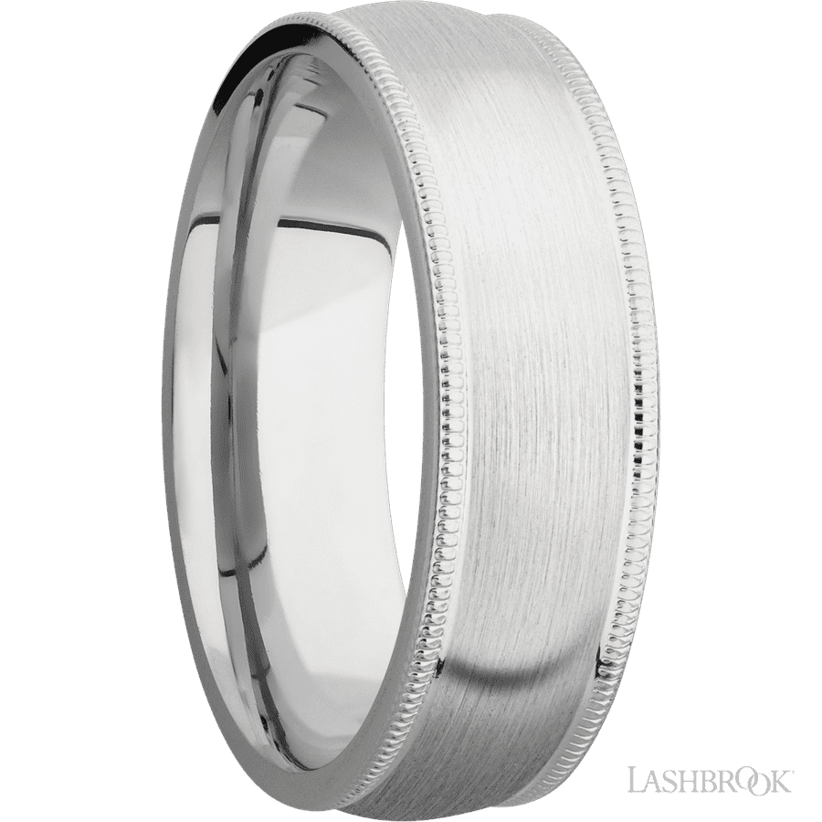 7 mm wide Domed Milgrain Edges Cobalt Chrome band