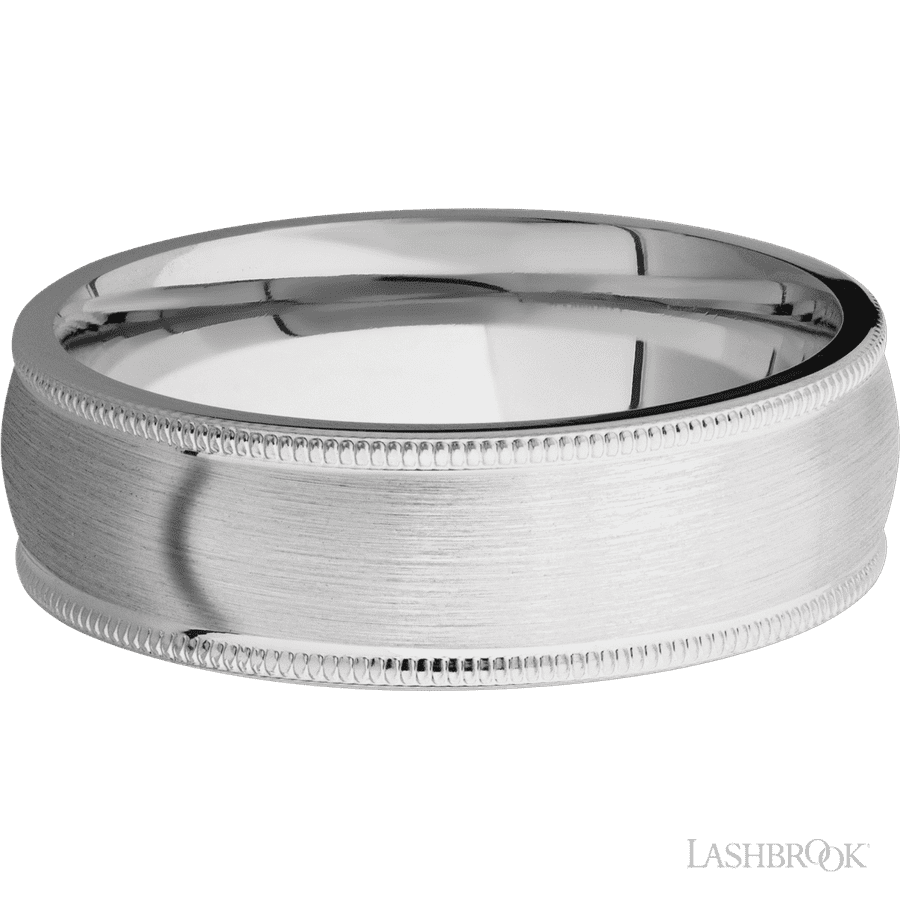 7 mm wide Domed Milgrain Edges Cobalt Chrome band