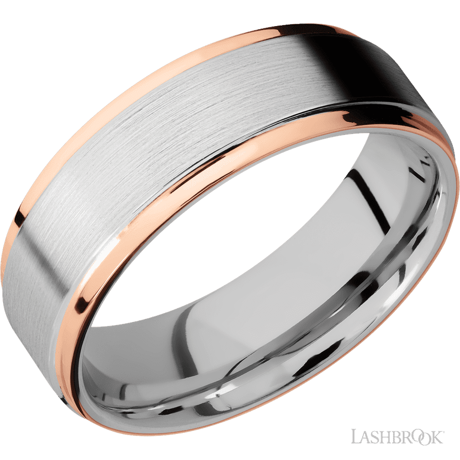 7 mm wide Flat Grooved Edges Cobalt Chrome band