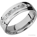 7 mm wide Flat Grooved Edges Cobalt Chrome band w/ Diamond Accent