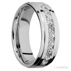 7 mm wide Flat Grooved Edges Cobalt Chrome band w/ Diamond Accent
