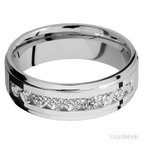 7 mm wide Flat Grooved Edges Cobalt Chrome band w/ Diamond Accent