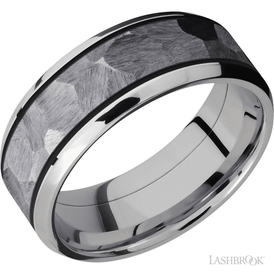 8 mm wide Beveled Cobalt Chrome band