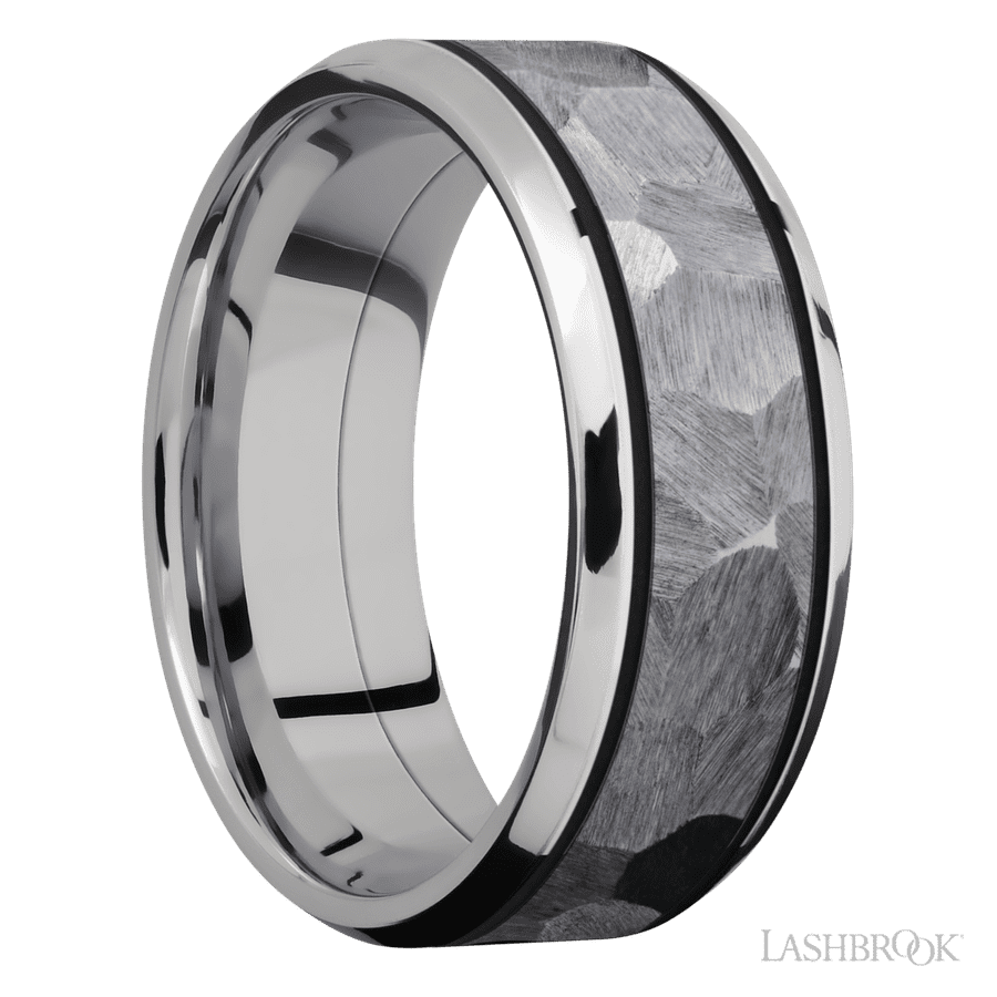 8 mm wide Beveled Cobalt Chrome band