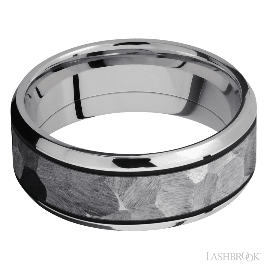 8 mm wide Beveled Cobalt Chrome band