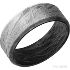 8 mm wide Beveled Meteorite band featuring a Forged Carbon Fiber sleeve