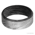 8 mm wide Beveled Meteorite band featuring a Forged Carbon Fiber sleeve