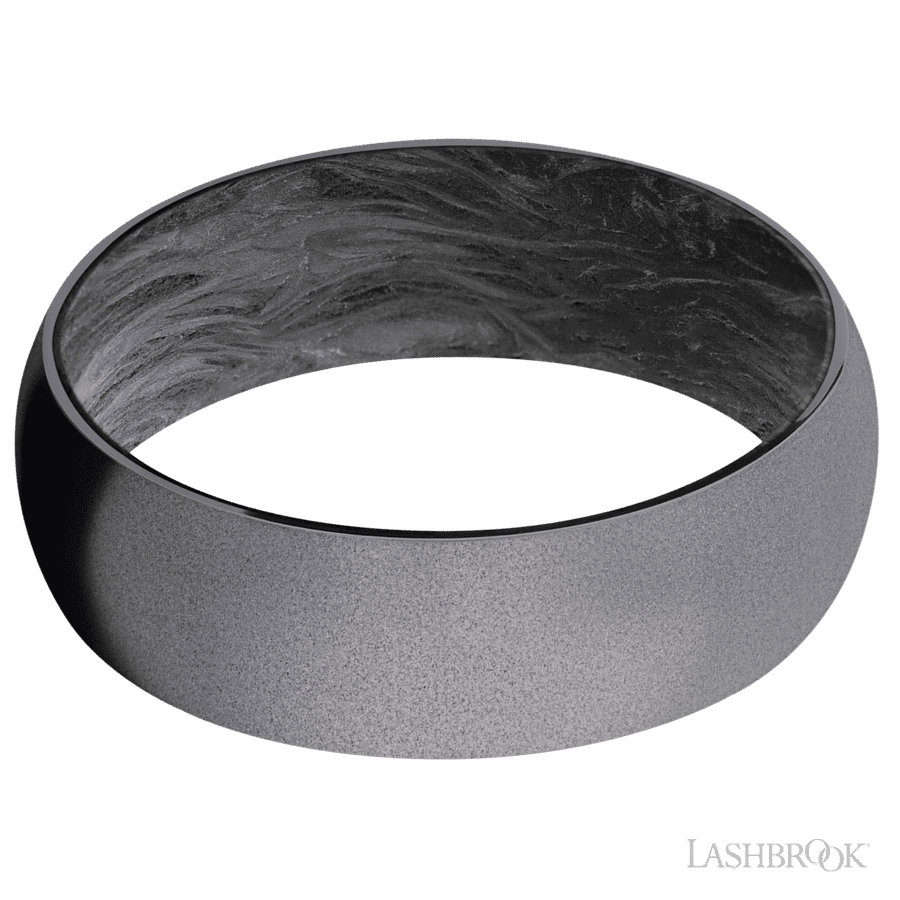 7 mm wide Domed Tantalum band featuring a Forged Carbon Fiber sleeve