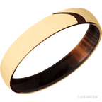 4 mm wide Domed 14K Yellow Gold band featuring a Cocobolo sleeve