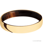 4 mm wide Domed 14K Yellow Gold band featuring a Cocobolo sleeve