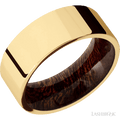 8 mm wide Flat 14K Yellow Gold band featuring a Sapele sleeve