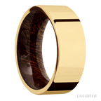 8 mm wide Flat 14K Yellow Gold band featuring a Sapele sleeve