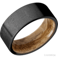 8 mm wide Flat Zirconium band featuring a Whiskey Barrel sleeve