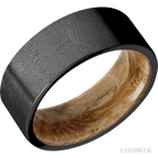 8 mm wide Flat Zirconium band featuring a Whiskey Barrel sleeve