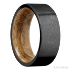 8 mm wide Flat Zirconium band featuring a Whiskey Barrel sleeve