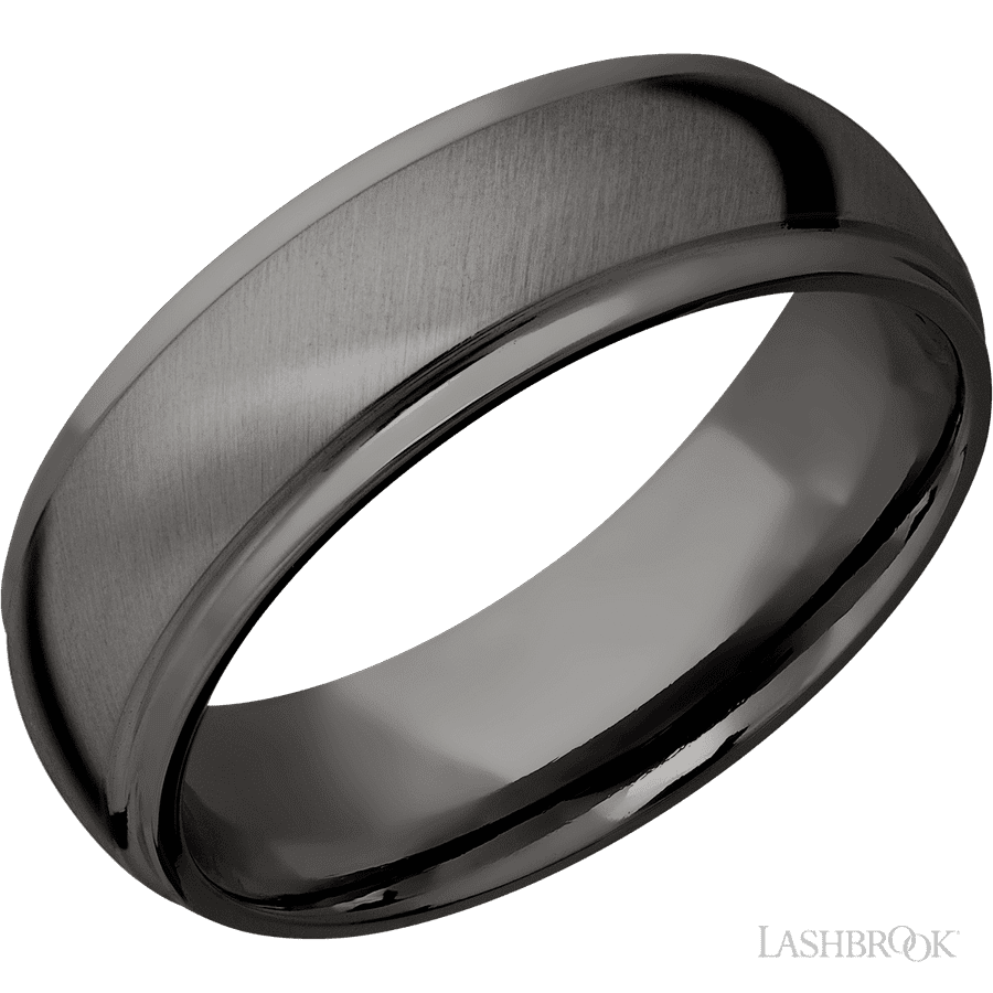 7 mm wide Domed Stepped Down Edges Tantalum Noir band