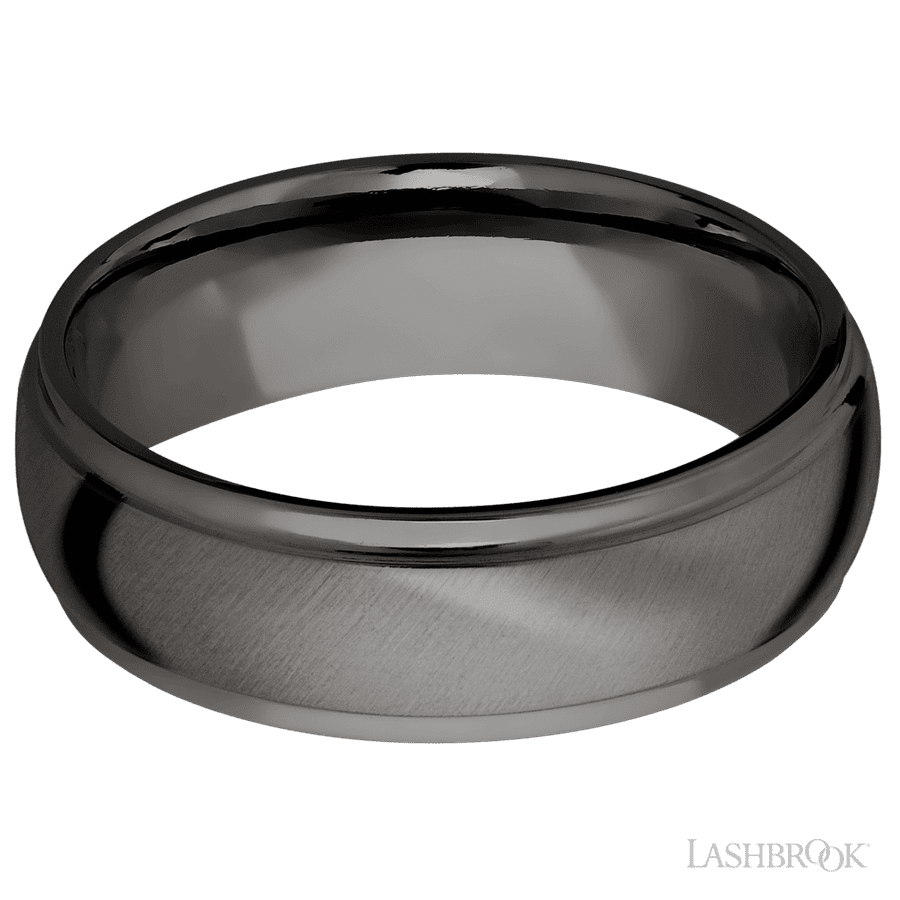 7 mm wide Domed Stepped Down Edges Tantalum Noir band