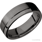 7 mm wide Flat with Off Center Accent Groove Tantalum Noir band