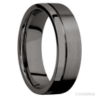 7 mm wide Flat with Off Center Accent Groove Tantalum Noir band