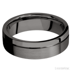 7 mm wide Flat with Off Center Accent Groove Tantalum Noir band