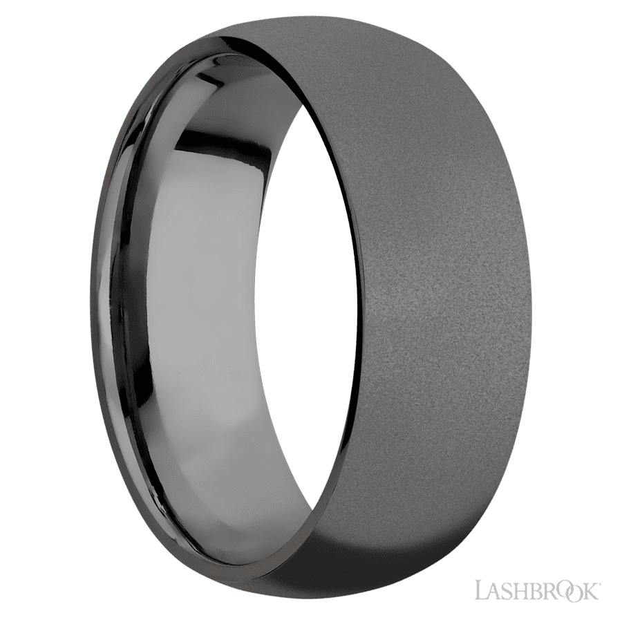 8 mm wide Domed Tantalum Noir band