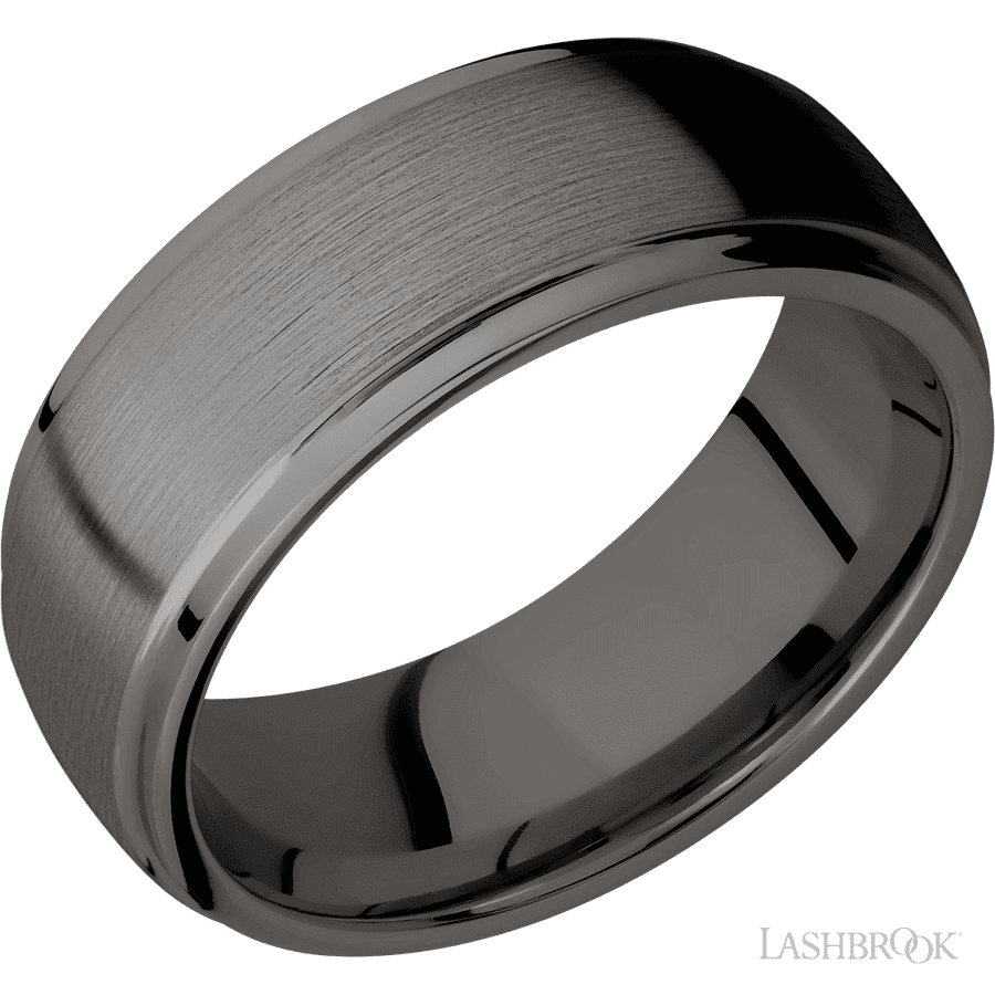 8 mm wide Domed Stepped Down Edges Tantalum Noir band