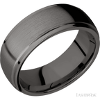 8 mm wide Domed Stepped Down Edges Tantalum Noir band