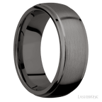8 mm wide Domed Stepped Down Edges Tantalum Noir band