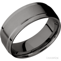 8 mm wide Flat Wide Grooved Edges Tantalum Noir band