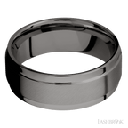 8 mm wide Flat Wide Grooved Edges Tantalum Noir band