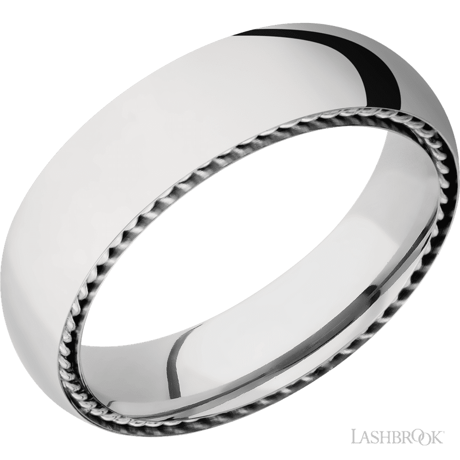 6 mm wide Domed 14K White Gold band