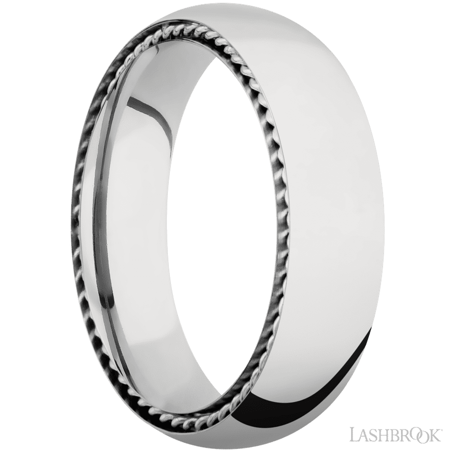6 mm wide Domed 14K White Gold band