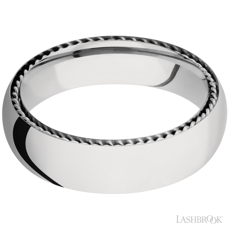 6 mm wide Domed 14K White Gold band