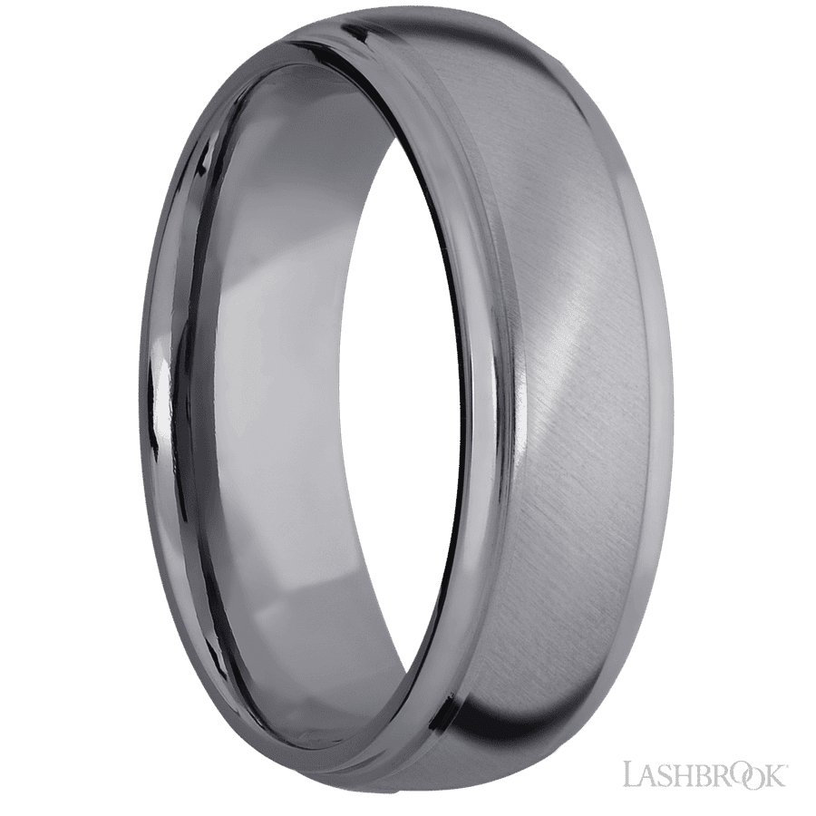 7 mm wide Domed Stepped Down Edges Tantalum band