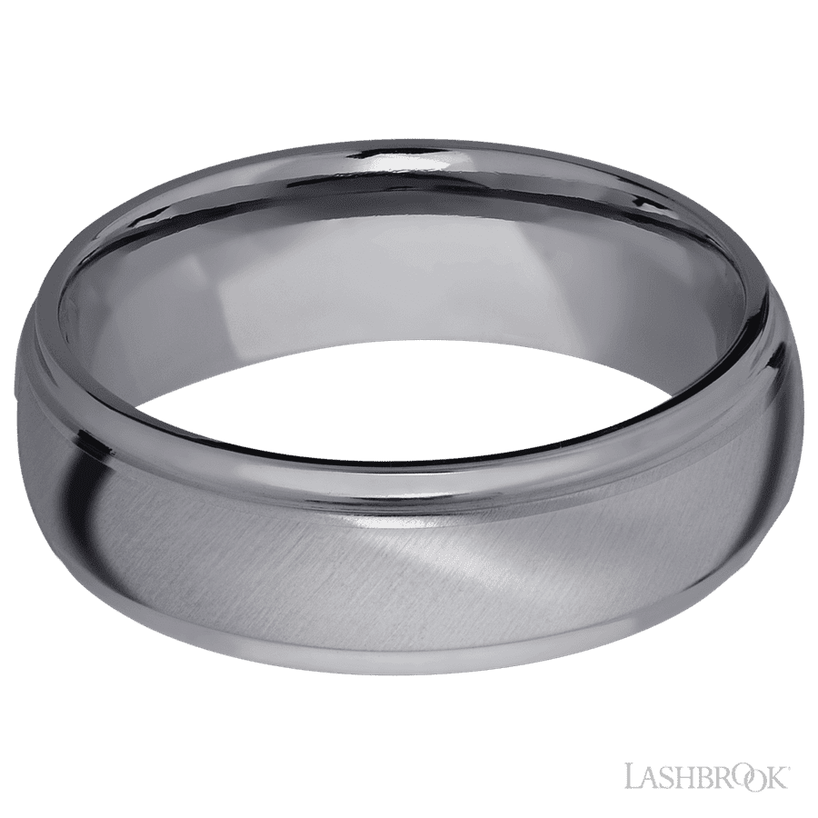 7 mm wide Domed Stepped Down Edges Tantalum band