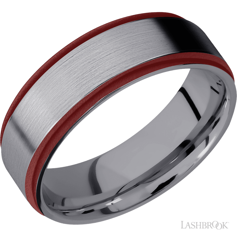 7 mm wide Flat Grooved Edges Tantalum band