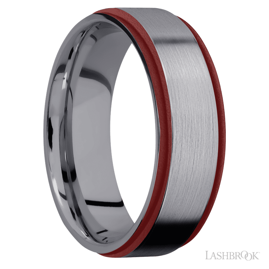 7 mm wide Flat Grooved Edges Tantalum band