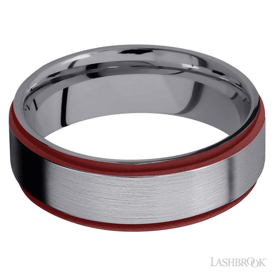 7 mm wide Flat Grooved Edges Tantalum band