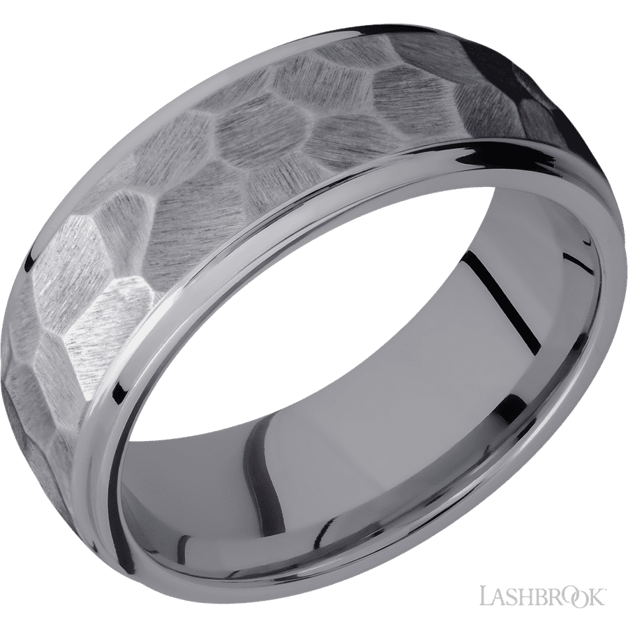 8 mm wide Domed Stepped Down Edges Tantalum band