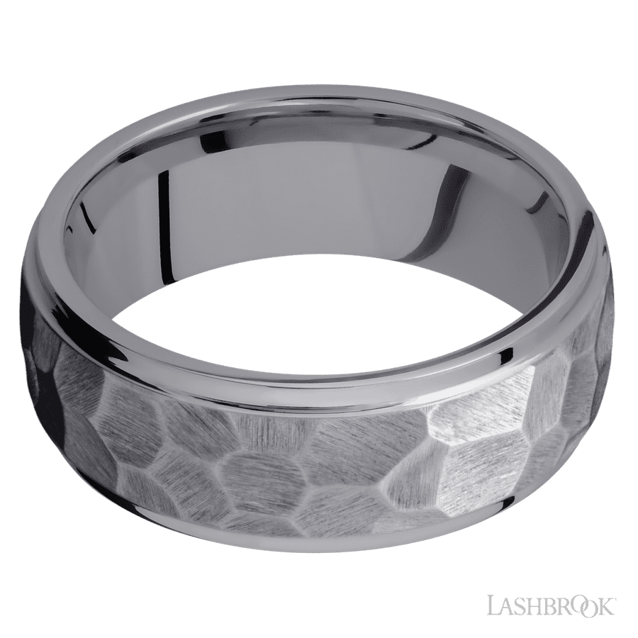 8 mm wide Domed Stepped Down Edges Tantalum band