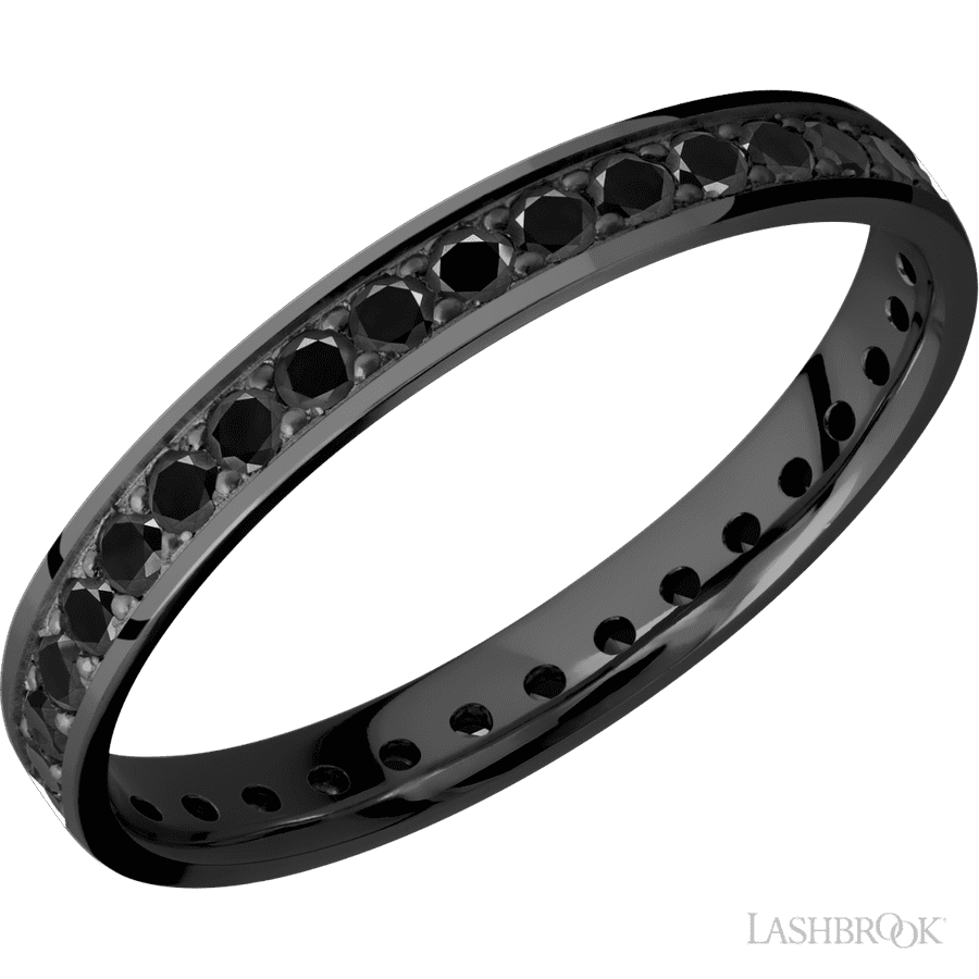 3 mm wide Flat Zirconium band w/ Black Diamond Accent