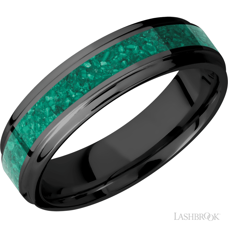 6 mm wide Flat Grooved Edges Zirconium band